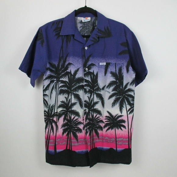 Windswept Other - Vintage Windswept Bahamas Mens Purple Hawaiian